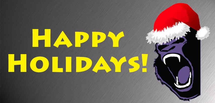 Happy Holidays with Gorilla in Santa Hat