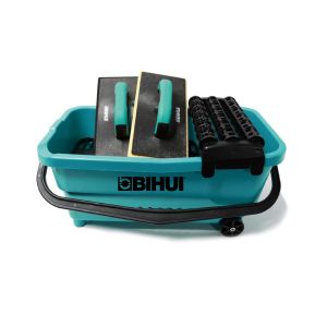 Professional tile washing system in teal blue and black colors.