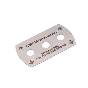 Three Hole Slitter - Rounded End Ceramic Coated Stainless Steel 43mm x 22.2mm x .30mm, 100/Box