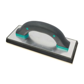 Grout float with comfortable handle in black with teal accents.