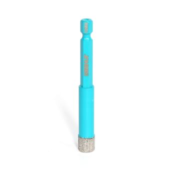 Blue quick-change drill bit for tiling professionals.