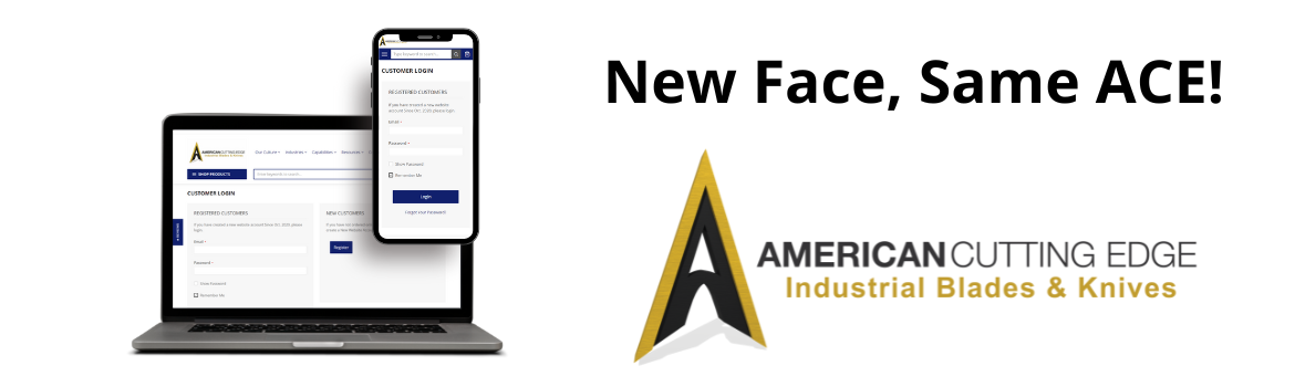 image of computer and phone on the American Cutting Edge website next to the American Cutting Edge logo 