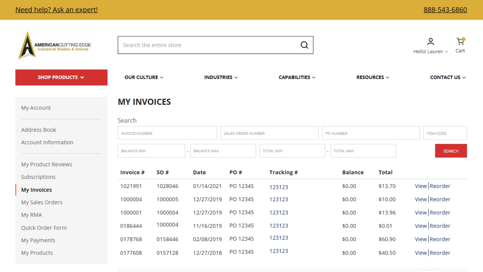 Online Ordering with American Cutting Edge